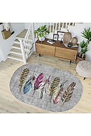 Rovigo Home Dijital Baskı Yıkanabilir Kaymaz Taban Oval Halı RVG7235-SD289 100x300 cm