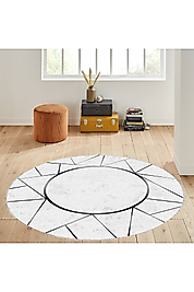 Rovigo Home Dijital Baskı Yıkanabilir Kaymaz Taban Yuvarlak Halı RVG7002 100x100 cm