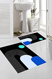 Rovigo Home Dijital Baskı  Modern Banyo Halısı İkili Banyo Paspası RVG5-SD935  100x60+60x50 cm