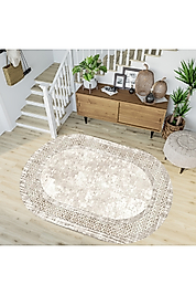 Rovigo Home Dijital Baskı Yıkanabilir Kaymaz Taban Oval Halı RVG7204-SD704 100x200 cm