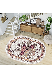 Rovigo Home Dijital Baskı Yıkanabilir Kaymaz Taban Oval Halı RVG7196-HT451 100x200 cm
