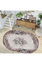 Rovigo Home Dijital Baskı Yıkanabilir Kaymaz Taban Oval Halı RVG7274-HT198 100x150 cm