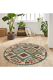 Rovigo Home Dijital Baskı Yıkanabilir Kaymaz Taban Yuvarlak Halı RVG7162 120x120 cm