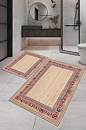 Rovigo Home Dijital Baskı  Modern Banyo Halısı İkili Banyo Paspası RVG5-SD322  100x60+60x50 cm