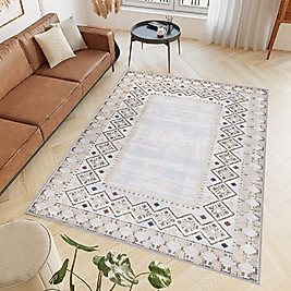 Rovigo Home Dijital Baskı Yıkanabilir Kaymaz Taban Salon Halı RVG0723 100x150 cm