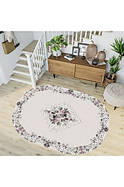 Rovigo Home Dijital Baskı Yıkanabilir Kaymaz Taban Oval Halı RVG7205-SD404 100x300 cm