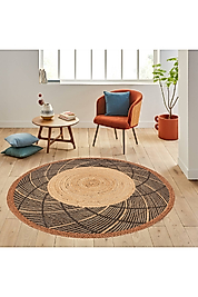 Rovigo Home Dijital Baskı Yıkanabilir Kaymaz Taban Yuvarlak Halı RVG7008 100x100 cm