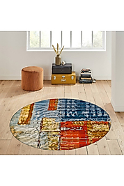 Rovigo Home Dijital Baskı Yıkanabilir Kaymaz Taban Yuvarlak Halı RVG7142 180x180 cm