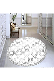 Rovigo Home Dijital Baskı Yıkanabilir Kaymaz Taban Yuvarlak Halı RVG7329-SD1111 140x140 cm