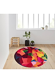 Rovigo Home Dijital Baskı Yıkanabilir Kaymaz Taban Yuvarlak Halı RVG7281 140x140 cm