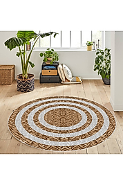 Rovigo Home Dijital Baskı Yıkanabilir Kaymaz Taban Yuvarlak Halı RVG7070-SD364 180x180 cm