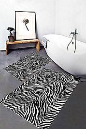 Dijital Baskı Modern Banyo Halısı İkili Banyo Paspası RVG5-FNL133 100x60+60x50 cm