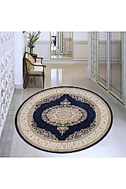 Rovigo Home Dijital Baskı Yıkanabilir Kaymaz Taban Yuvarlak Halı RVG7342-HT461 180x180 cm
