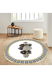 Rovigo Home Dijital Baskı Yıkanabilir Kaymaz Taban Yuvarlak Halı RVG7330-SD439 140x140 cm