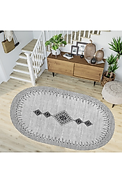 Rovigo Home Dijital Baskı Yıkanabilir Kaymaz Taban Oval Halı RVG7244-SD1106 100x150 cm