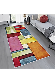 Rovigo Home Dijital Baskı Yıkanabilir Kaymaz Taban Salon Halı RVG1086 100x300 cm