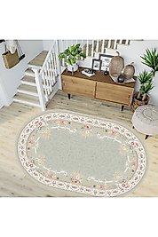 Rovigo Home Dijital Baskı Yıkanabilir Kaymaz Taban Oval Halı RVG7266-HK173 160x230 cm