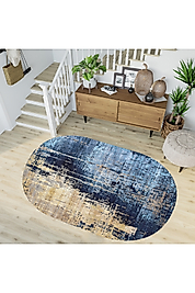 Rovigo Home Dijital Baskı Yıkanabilir Kaymaz Taban Oval Halı RVG7231-SD433 120x180 cm