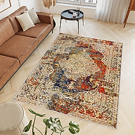Rovigo Home Dijital Baskı Yıkanabilir Kaymaz Taban Salon Halı RVG0788 100x150 cm