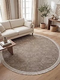 Rovigo Home Şönil premium Dokuma Yuvarlak Halı-Vizon