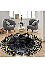 Rovigo Home Dijital Baskı Yıkanabilir Kaymaz Taban Yuvarlak Halı RVG7306-HT1481 120x120 cm