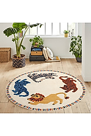 Rovigo Home Dijital Baskı Yıkanabilir Kaymaz Taban Yuvarlak Halı RVG7350 140x140 cm
