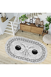 Rovigo Home Dijital Baskı Yıkanabilir Kaymaz Taban Oval Halı RVG7243-SD1069 100x200 cm