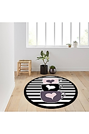 Rovigo Home Dijital Baskı Yıkanabilir Kaymaz Taban Yuvarlak Halı RVG7339-SD717 140x140 cm