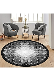 Rovigo Home Dijital Baskı Yıkanabilir Kaymaz Taban Yuvarlak Halı RVG7308-SD1022 120x120 cm