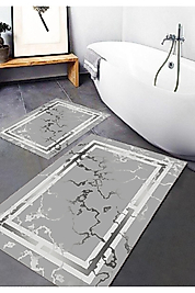 Dijital Baskı Modern Banyo Halısı İkili Banyo Paspası RVG5-FNL153 100x60+60x50 cm