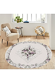 Rovigo Home Dijital Baskı Yıkanabilir Kaymaz Taban Yuvarlak Halı RVG7297-SD404 100x100 cm