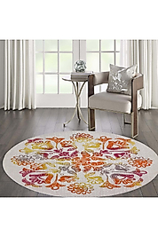 Rovigo Home Dijital Baskı Yıkanabilir Kaymaz Taban Yuvarlak Halı RVG7047 160x160 cm