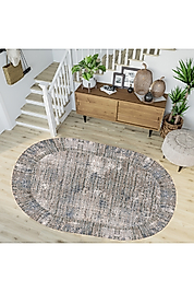 Rovigo Home Dijital Baskı Yıkanabilir Kaymaz Taban Oval Halı RVG7275-HT360 120x180 cm