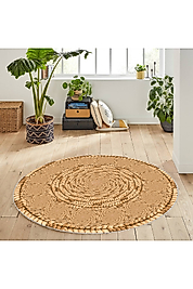 Rovigo Home Dijital Baskı Yıkanabilir Kaymaz Taban Yuvarlak Halı RVG7061-SD327 140x140 cm
