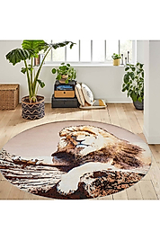 Rovigo Home Dijital Baskı Yıkanabilir Kaymaz Taban Yuvarlak Halı RVG7049 140x140 cm
