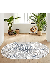 Rovigo Home Dijital Baskı Yıkanabilir Kaymaz Taban Oval Halı RVG7076 100x150 cm