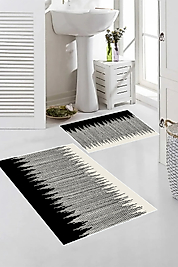 Rovigo Home Dijital Baskı  Modern Banyo Halısı İkili Banyo Paspası RVG5-FNL421  100x60+60x50 cm