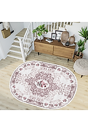 Rovigo Home Dijital Baskı Yıkanabilir Kaymaz Taban Oval Halı RVG7221-SD626 100x300 cm