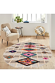 Rovigo Home Dijital Baskı Yıkanabilir Kaymaz Taban Yuvarlak Halı RVG7112 120x120 cm
