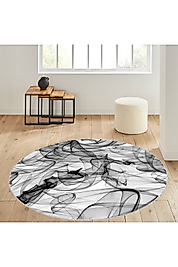 Rovigo Home Dijital Baskı Yıkanabilir Kaymaz Taban Yuvarlak Halı RVG7084 120x120 cm