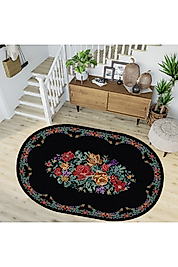 Rovigo Home Dijital Baskı Yıkanabilir Kaymaz Taban Oval Halı RVG7270-HT482 100x300 cm