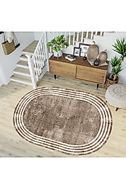 Rovigo Home Dijital Baskı Yıkanabilir Kaymaz Taban Oval Halı RVG7189-HT487 100x150 cm