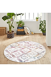 Rovigo Home Dijital Baskı Yıkanabilir Kaymaz Taban Yuvarlak Halı RVG7133 160x160 cm