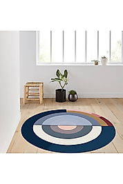 Rovigo Home Dijital Baskı Yıkanabilir Kaymaz Taban Yuvarlak Halı RVG7019 140x140 cm