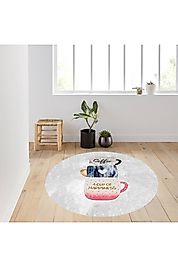 Rovigo Home Dijital Baskı Yıkanabilir Kaymaz Taban Yuvarlak Halı RVG7340-HT1025 180x180 cm