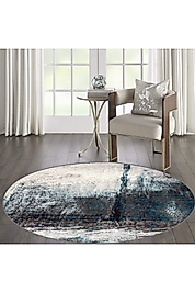 Rovigo Home Dijital Baskı Yıkanabilir Kaymaz Taban Yuvarlak Halı RVG7118 100x100 cm