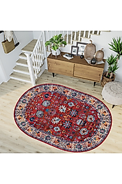 Rovigo Home Dijital Baskı Yıkanabilir Kaymaz Taban Oval Halı RVG7225-HT994 100x200 cm