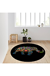 Rovigo Home Dijital Baskı Yıkanabilir Kaymaz Taban Yuvarlak Halı RVG7129 100x100 cm