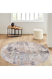Rovigo Home Dijital Baskı Yıkanabilir Kaymaz Taban Yuvarlak Halı RVG7030 100x100 cm