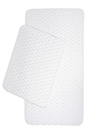 Premium Kalite, Deri Taban, petek dokulu yumuşak, Post Banyo Paspası 2'li 100x60 - 60x50 cm - Beyaz